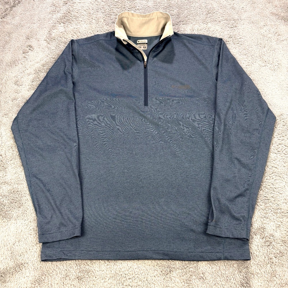 Columbia Titanium‎ Omni-Dry 1/4 Zip Pullover Men S Heather Blue Long Sleeve